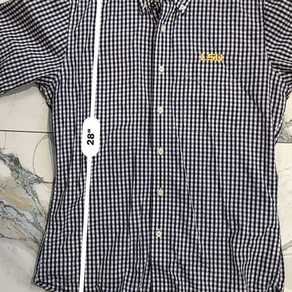 Antigua | M | LSU tigers short sleeve button up dress shirt size medium LSU top - Picture 6 of 7